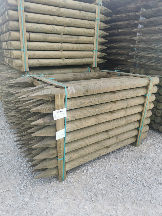 Rondin de bois fraisé en pin - traité classe 4 vert - 140 mm x 3,00 M