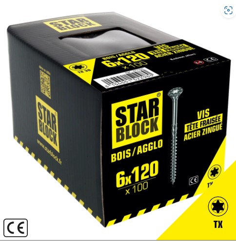 Vis bois Starblock Torx 6x120 100pcs - Qualitybois